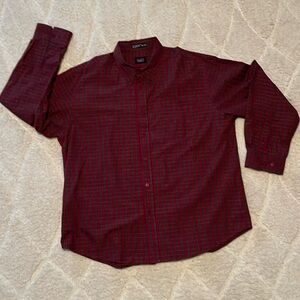 Men’s Haggar red plaid button down shirt. XXL
